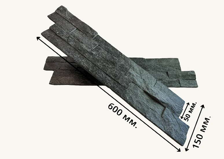 3D панель из натурального камня Кварцит Чёрный Неоклассик Pharaon