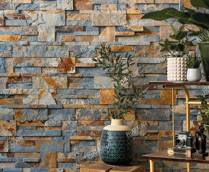 3D панель из натурального камня Сланец Мультиколор Модерн Pharaon