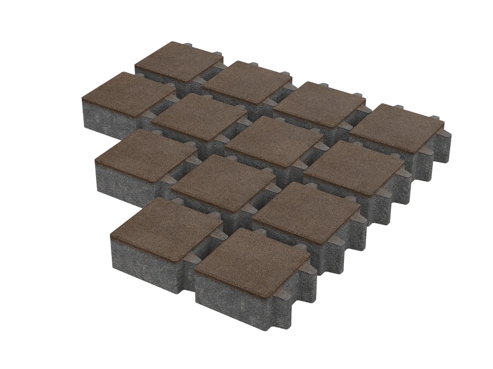 Тротуарная плитка Эко-квадрат Коричневый Stellard 80 мм