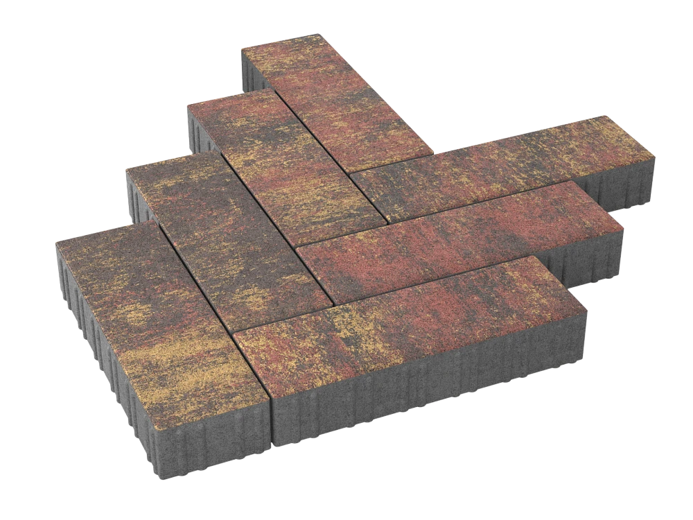 Тротуарная плитка Паркет Закат Stellard 80 мм