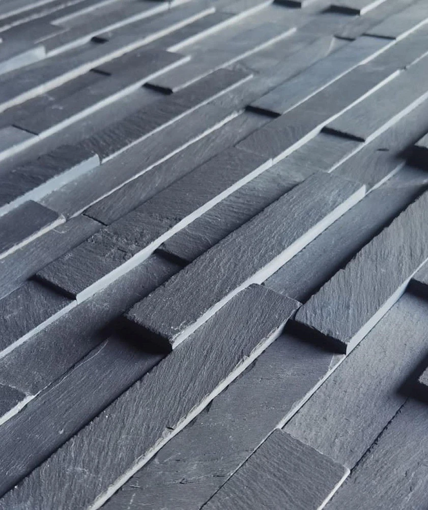 3D панель из натурального камня Сланец Чёрный Классик Pharaon