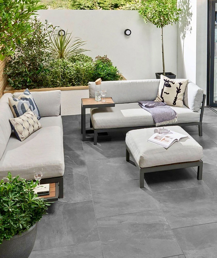 Плитка Черный сланец (натуральный скол) 600х600 Pharaon