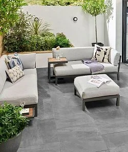 Плитка Черный сланец (натуральный скол) 600х600 Pharaon