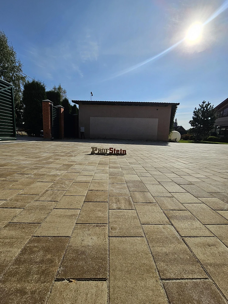 Укладка тротуарной плитки цвета Травертин от Steingot