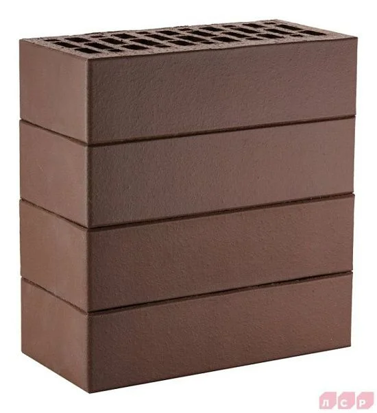 Кирпич лицевой пустотелый тёмно-коричневый 1 NF гладкий ЛСР