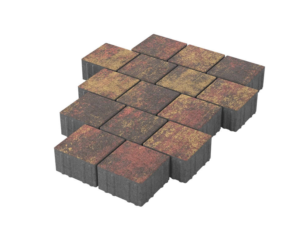 Тротуарная плитка Квадрат 15х15 Закат Stellard 80 мм