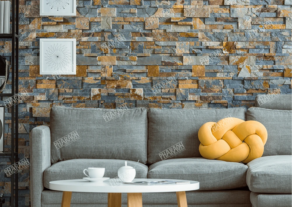 3D панель из натурального камня Сланец Мультиколор Модерн Pharaon