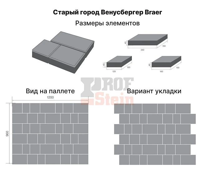 Тротуарная плитка Старый город Венусбергер, Каштан BRAER 40 мм