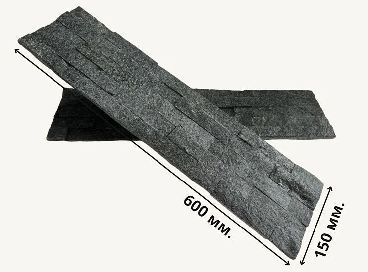 3D панель из натурального камня Кварцит Чёрный Классик Pharaon