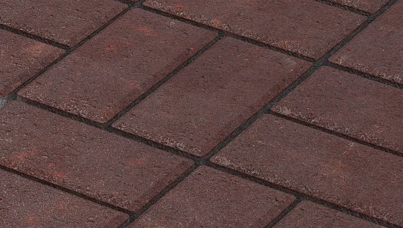 Тротуарная плитка Брусчатка Бордовая Stellard 80 мм