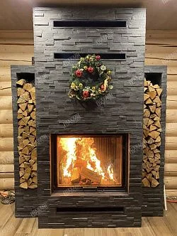 3D панель из натурального камня Сланец Чёрный Классик Pharaon