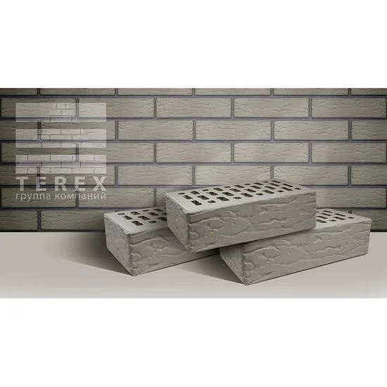 Кирпич облицовочный серый одинарный 1 NF Рустик Терекс