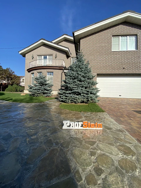 Замена плитняка на тротуарную плитку