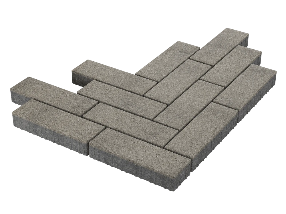 Тротуарная плитка Паркет Белый мрамор Stellard 80 мм