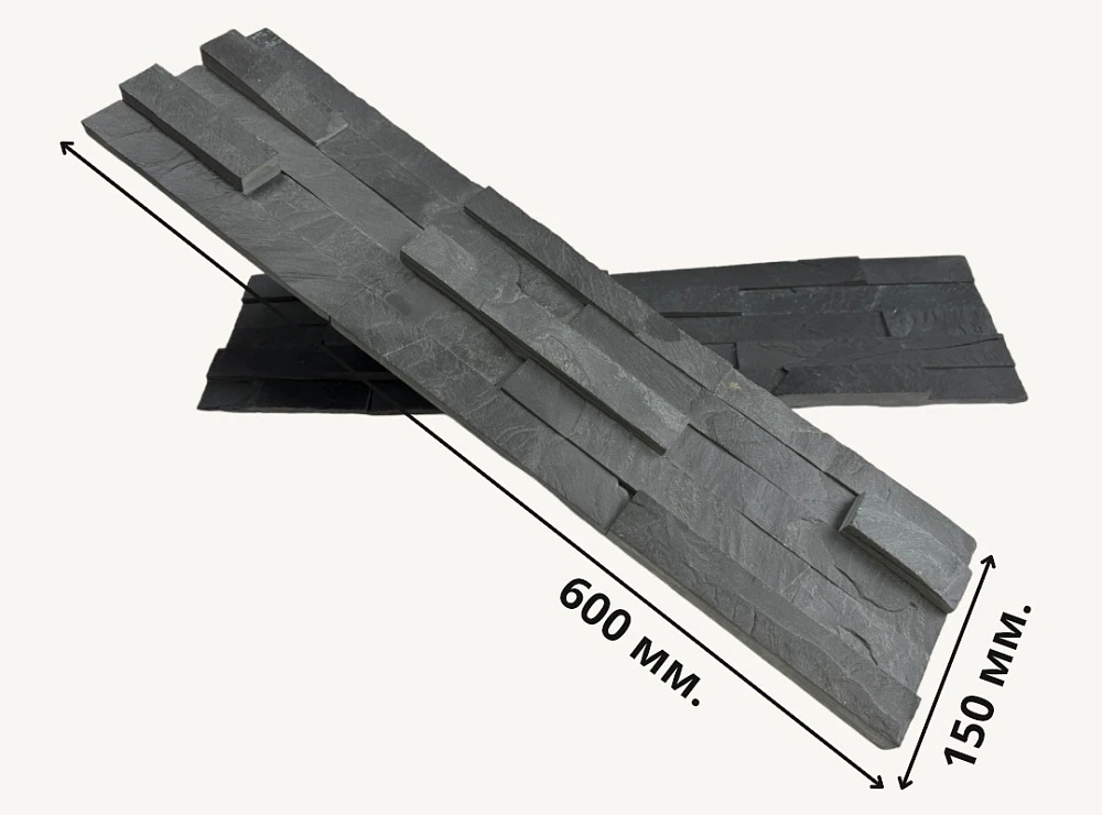 3D панель из натурального камня Сланец Чёрный Классик Pharaon