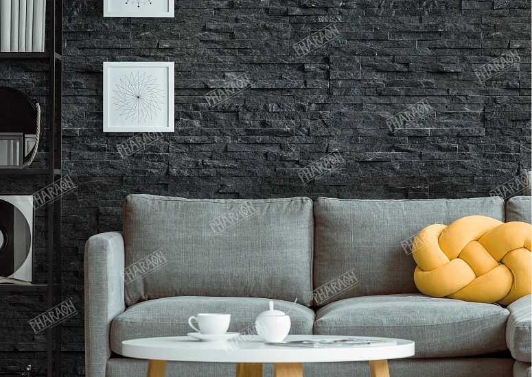 3D панель из натурального камня Кварцит Чёрный Классик Pharaon