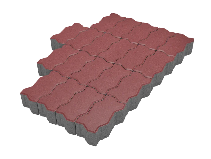 Тротуарная плитка Волна Красный Stellard 60 мм