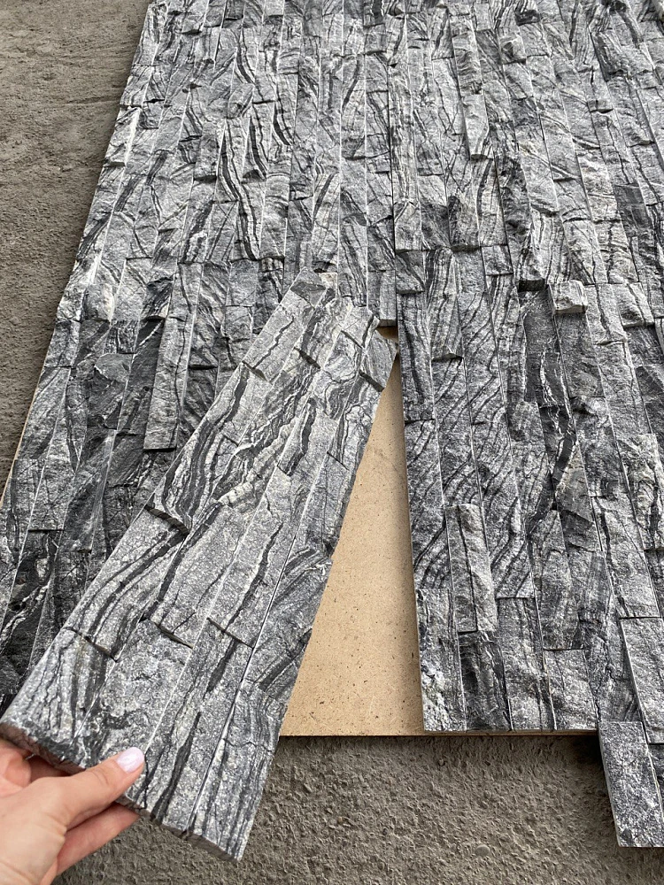 3D панель из натурального камня Мрамор Древесный серый Классик Pharaon