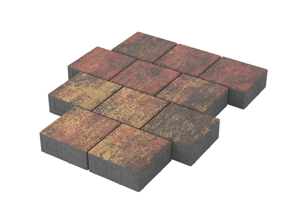 Тротуарная плитка Квадрат 20х20 Закат Stellard 60 мм