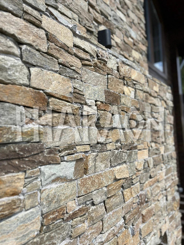 3D панель из натурального камня Кварцит Мультиколор Грубый камень Pharaon