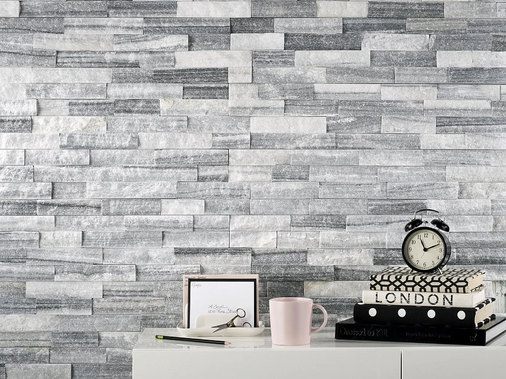 3D панель из натурального камня Кварцит Бело-серый Неоклассик Pharaon