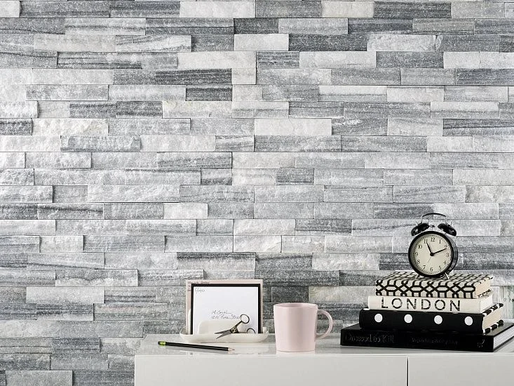 3D панель из натурального камня Кварцит Бело-серый Неоклассик Pharaon