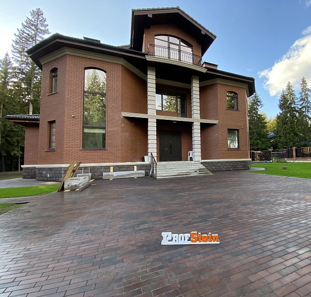 Проект Укладка тротуарной плитки формы Паркет Эмбер 478 м2 в г. Дмитров, КП Лесная Усадьба