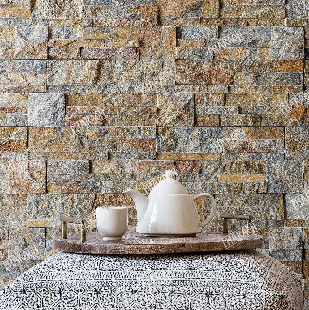 3D панель из натурального камня Кварцит Мультиколор Модерн Pharaon