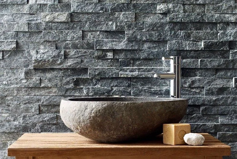 3D панель из натурального камня Кварцит Чёрный Классик Pharaon