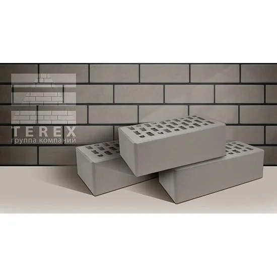 Кирпич облицовочный серый полуторный 1.4 NF гладкий Терекс