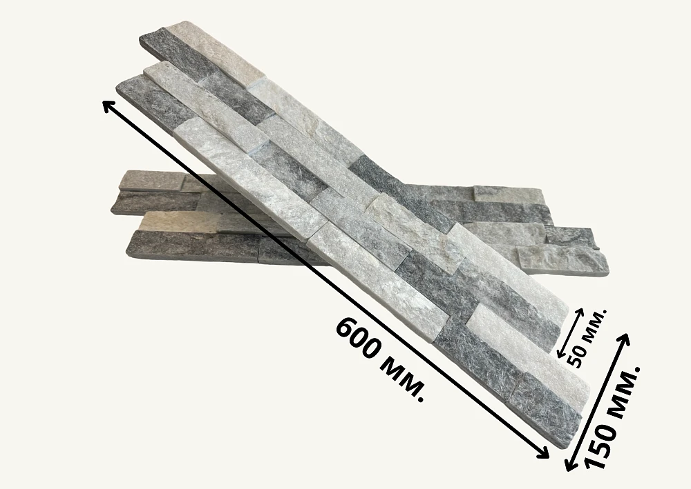 3D панель из натурального камня Кварцит Бело-серый Неоклассик Pharaon