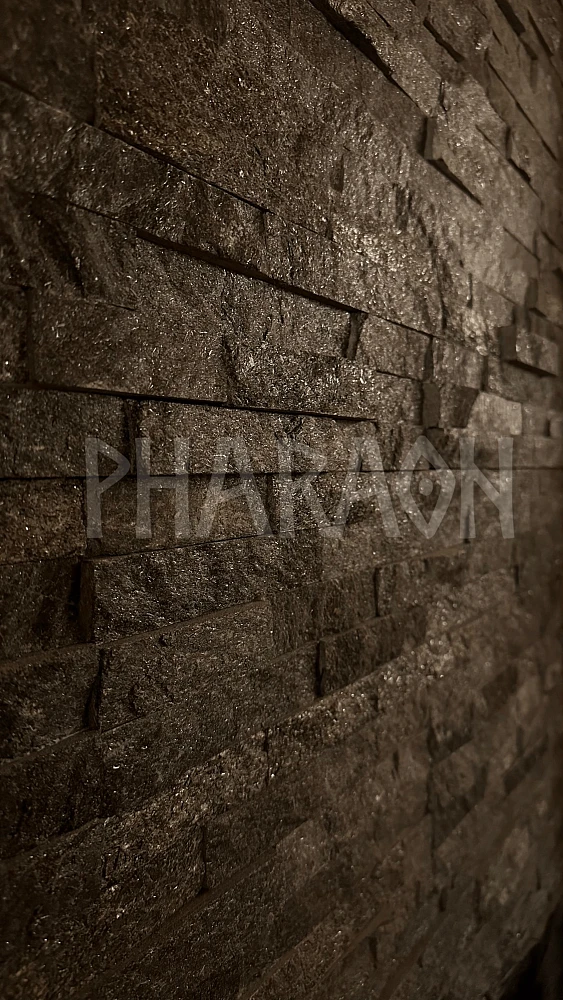 3D панель из натурального камня Кварцит Чёрный Классик Pharaon