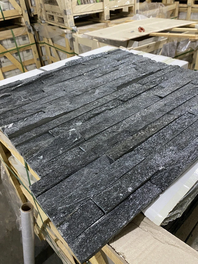 3D панель из натурального камня Кварцит Чёрный Классик Pharaon