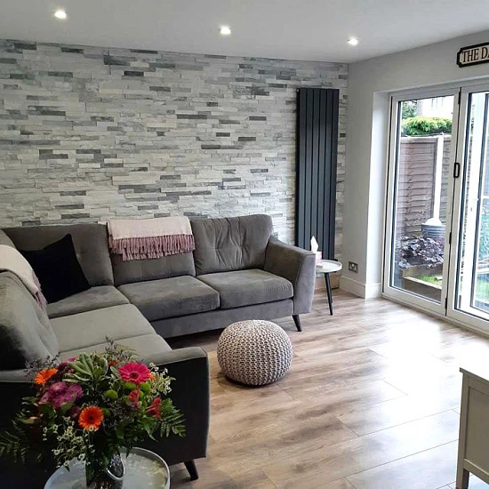 3D панель из натурального камня Кварцит Бело-серый Неоклассик Pharaon