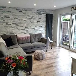 3D панель из натурального камня Кварцит Бело-серый Неоклассик Pharaon