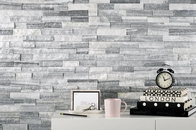 3D панель из натурального камня Кварцит Бело-серый Неоклассик Pharaon