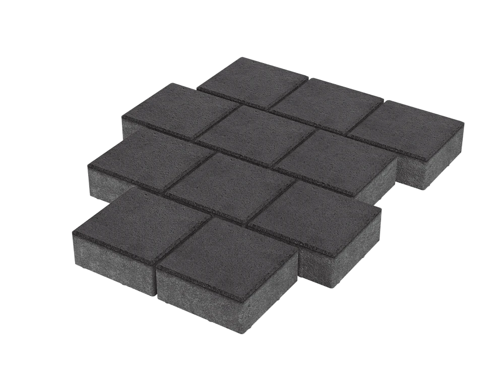 Тротуарная плитка Квадрат 20х20 Черный Stellard 60 мм