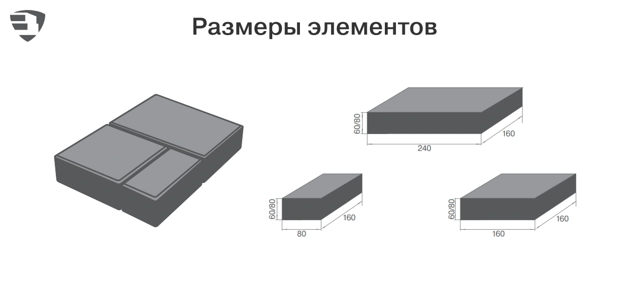 Размеры тротуарной плитки Braer Старый город Ландхаус