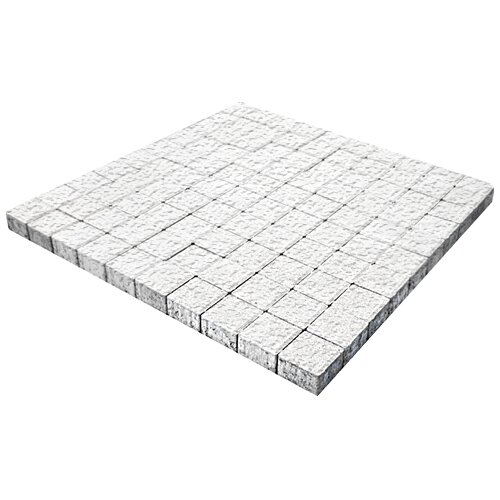 Тротуарная плитка Квадрат малый, Белый Бассировка SteinRus