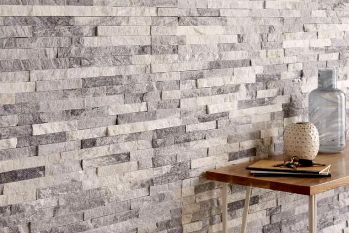 3D панель из натурального камня Кварцит Бело-серый Классик Pharaon