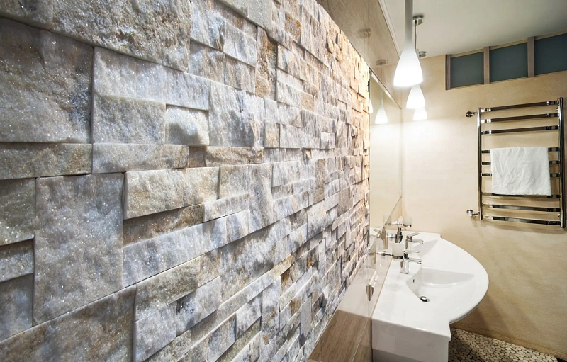 3D панель из натурального камня Кварцит Бежевый Модерн Pharaon