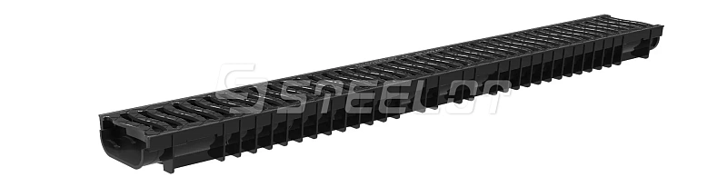 Пластиковый водоотводный лоток SteePlain DN100 H55 с пластиковой решеткой Стилот P1055P