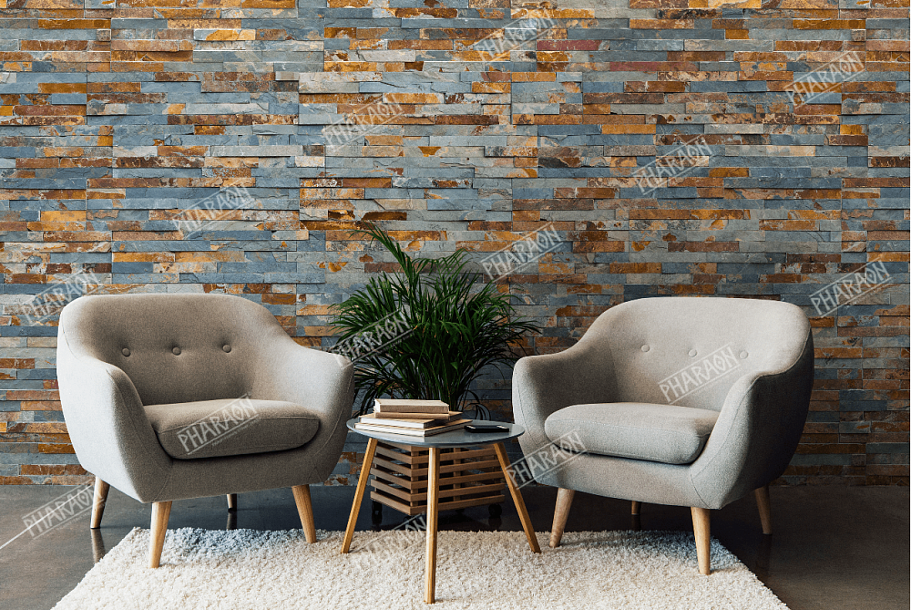 3D панель из натурального камня Сланец Мультиколор Классик Pharaon