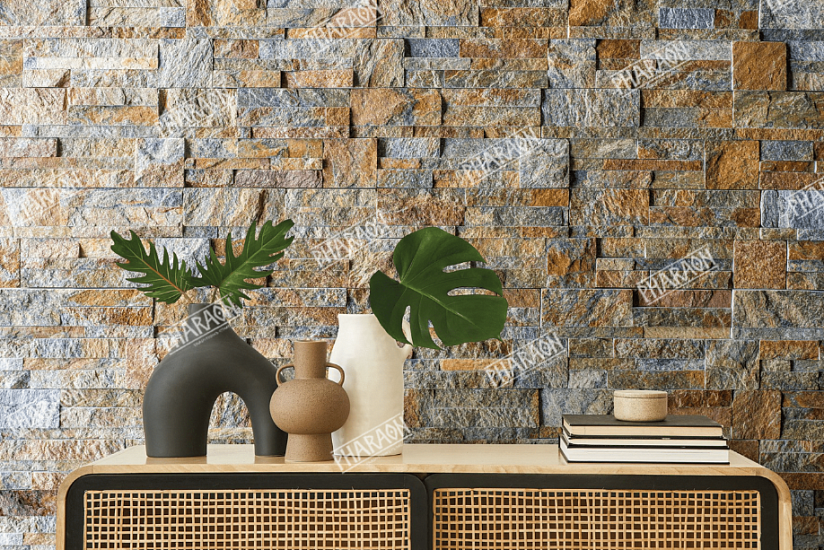 3D панель из натурального камня Кварцит Мультиколор Модерн Pharaon