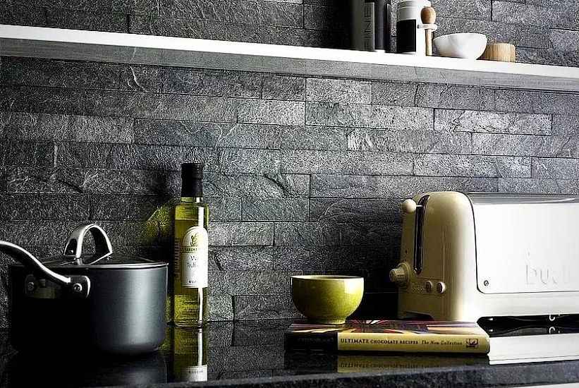 3D панель из натурального камня Кварцит Чёрный Неоклассик Pharaon