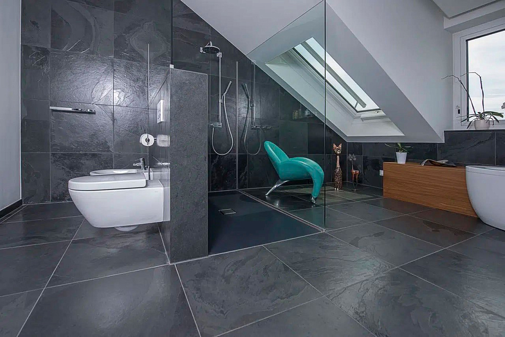 Плитка Черный сланец (браш) 600х600 Pharaon