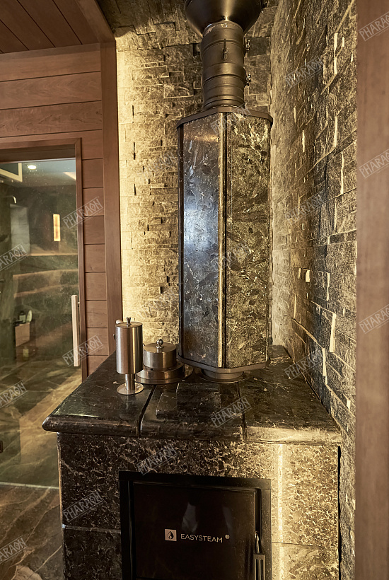 3D панель из натурального камня Кварцит Чёрный Модерн Pharaon