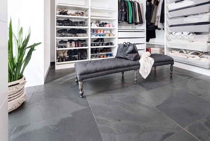 Плитка Сланец чёрный (натуральный скол) 600х1200 Pharaon