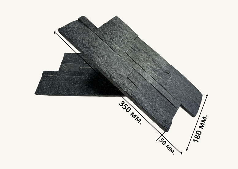 3D панель из натурального камня Кварцит Чёрный Модерн Pharaon