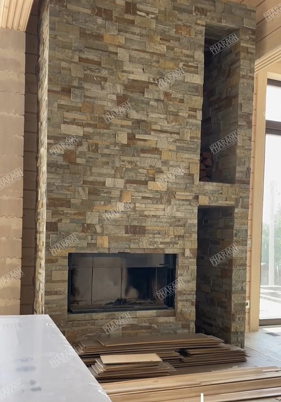 3D панель из натурального камня Кварцит Серо-зелёный Модерн Pharaon